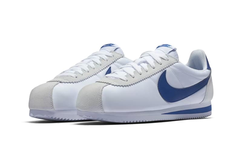 nike cortez white with blue check