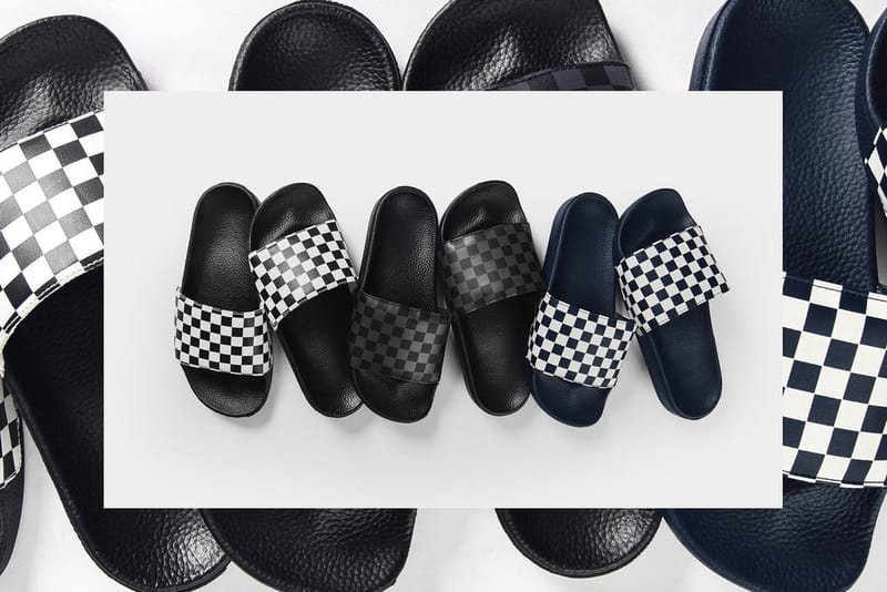 Vans checkerboard hot sale slides mens