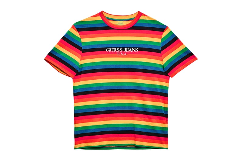 Guess jeans best sale striped t shirt