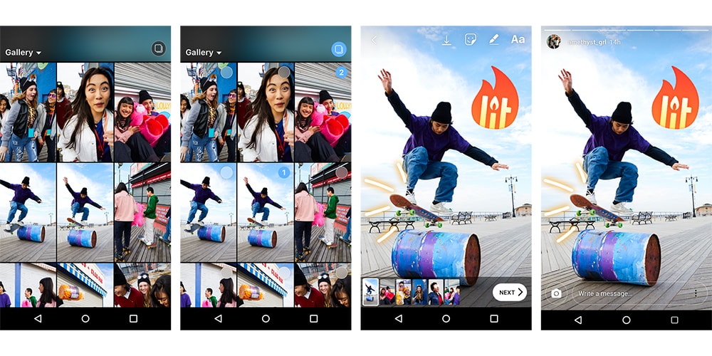 Instagram Stories теперь позволяет делиться несколькими фотографиями и видео одновременно на Android