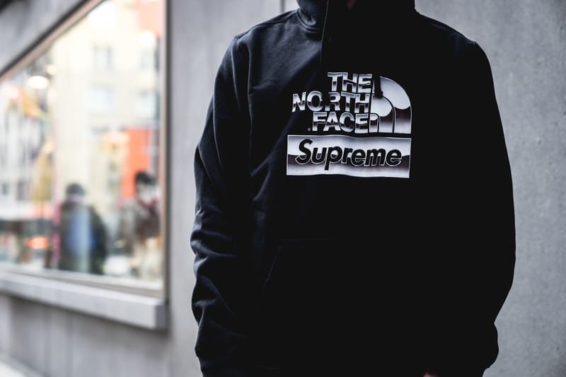 Supreme north face hot sale metallic hoodie