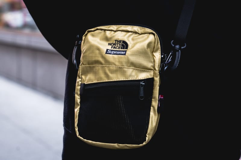 Supreme north face shop shoulder bag gold