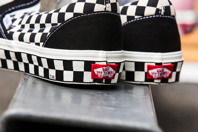 Vans party checkered hot sale slip on