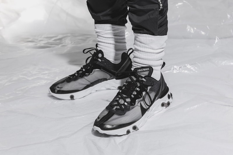 nike react element 87 black on feet