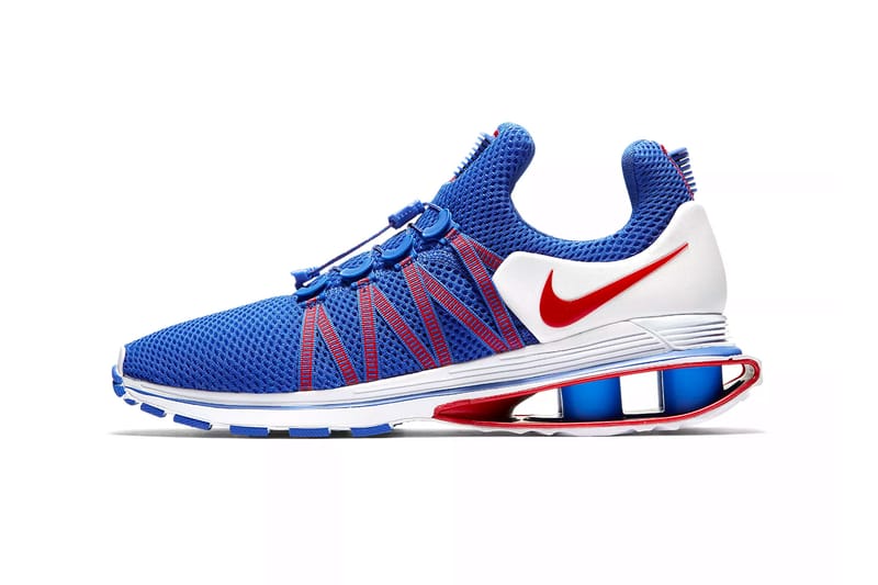 Nike shox clearance red white blue