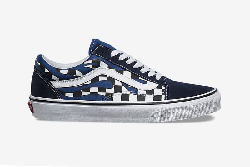 Blue flame shop slip on vans