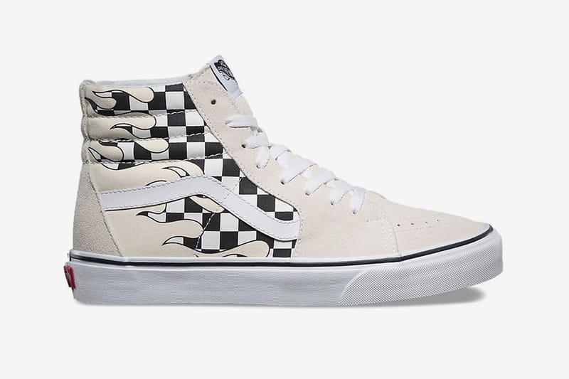 Checkered vans with flame best sale