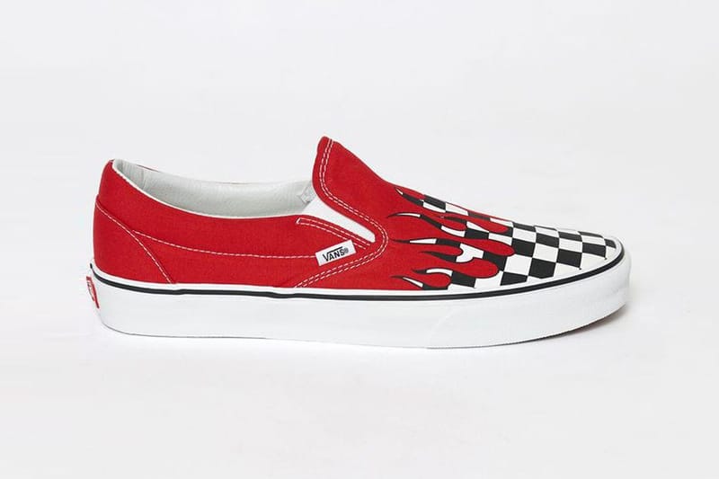 Checkered vans sale with flames