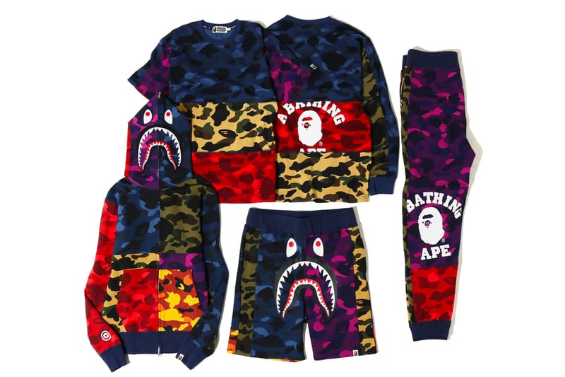 Bape mix camo shark hoodie multi deals