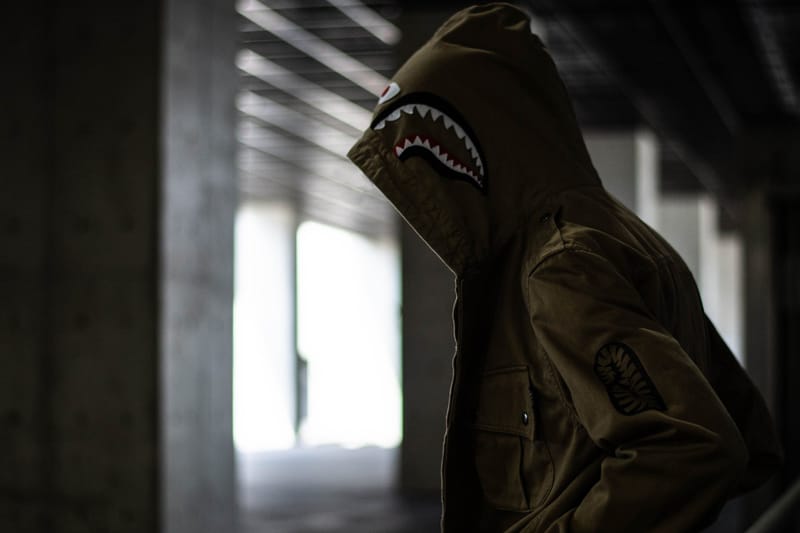 Bape military hot sale shark hoodie