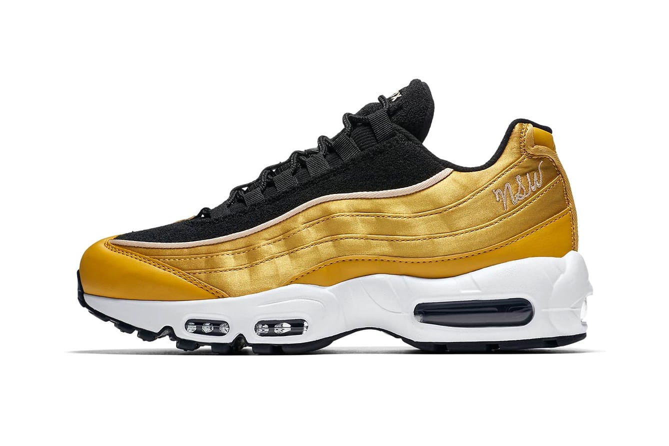 Nike Air Max 95 Satin Gold & NSW Embroidery | HYPEBEAST