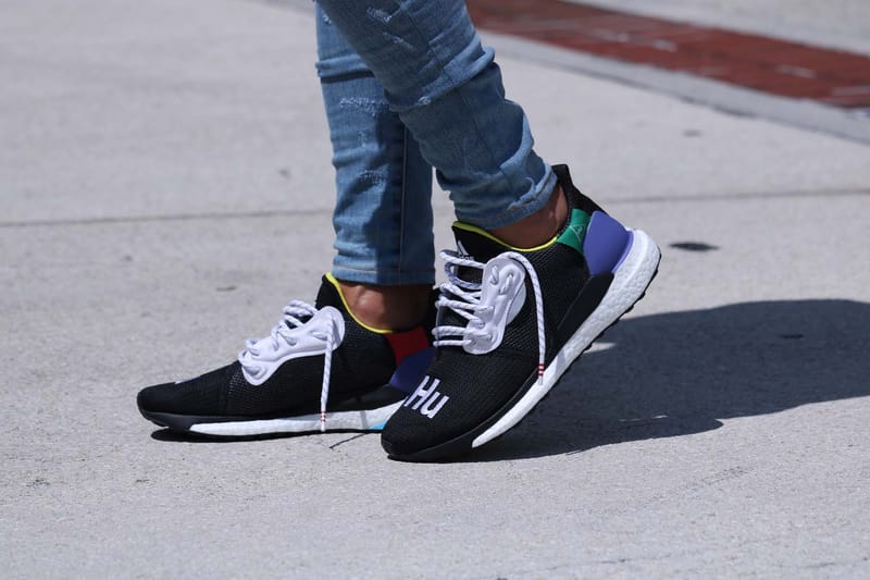 Pharrell x adidas HU Glide ST Black On Foot Look Hypebeast