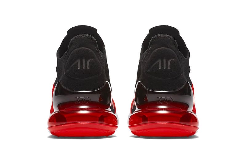 Nike air max 270 flyknit black and red sale