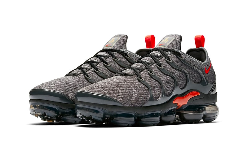 vapormax plus grey on feet