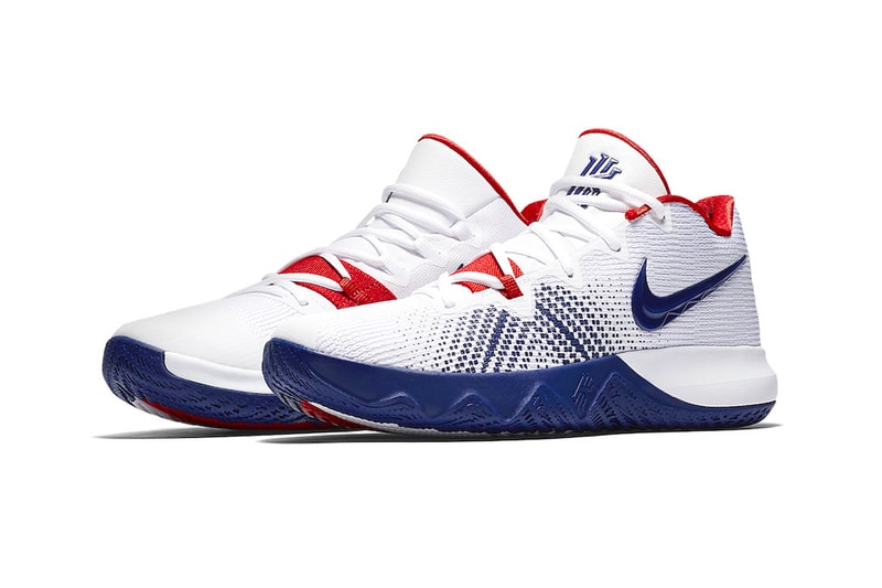 kyrie red white and blue shoes
