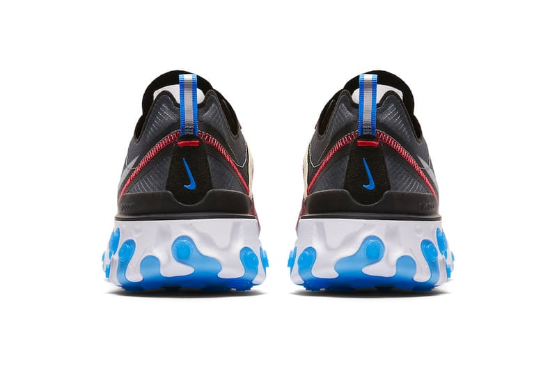 Nike react element hot sale 87 black and blue