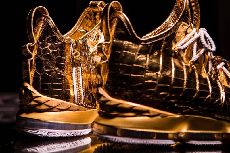 Lebron james golden shoes on sale