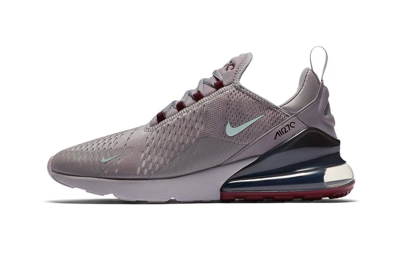 Nike air max 270 trainers atmosphere grey silver burgundy crush on sale