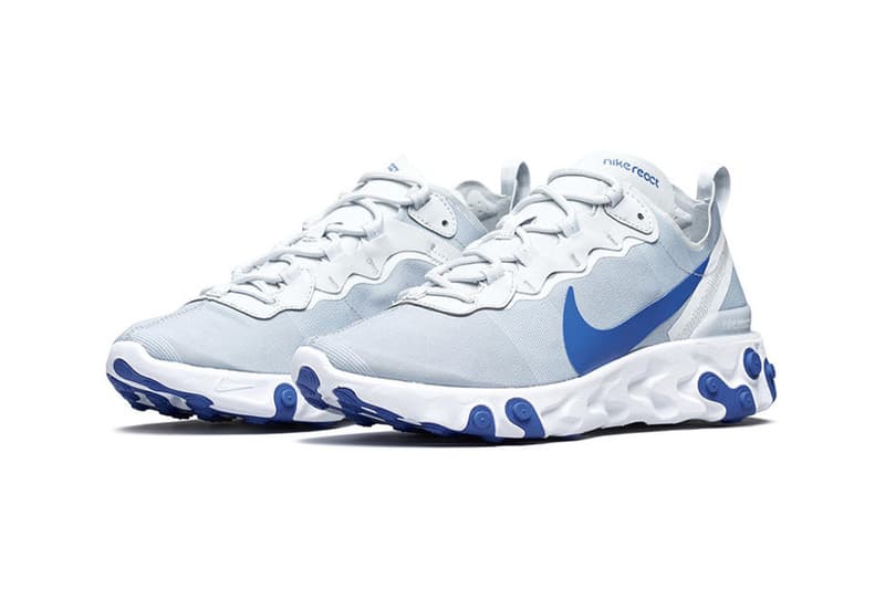 nike react element 55 pure platinum racer blue