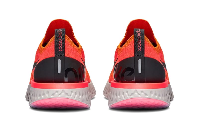 Nike epic react sale flyknit black orange