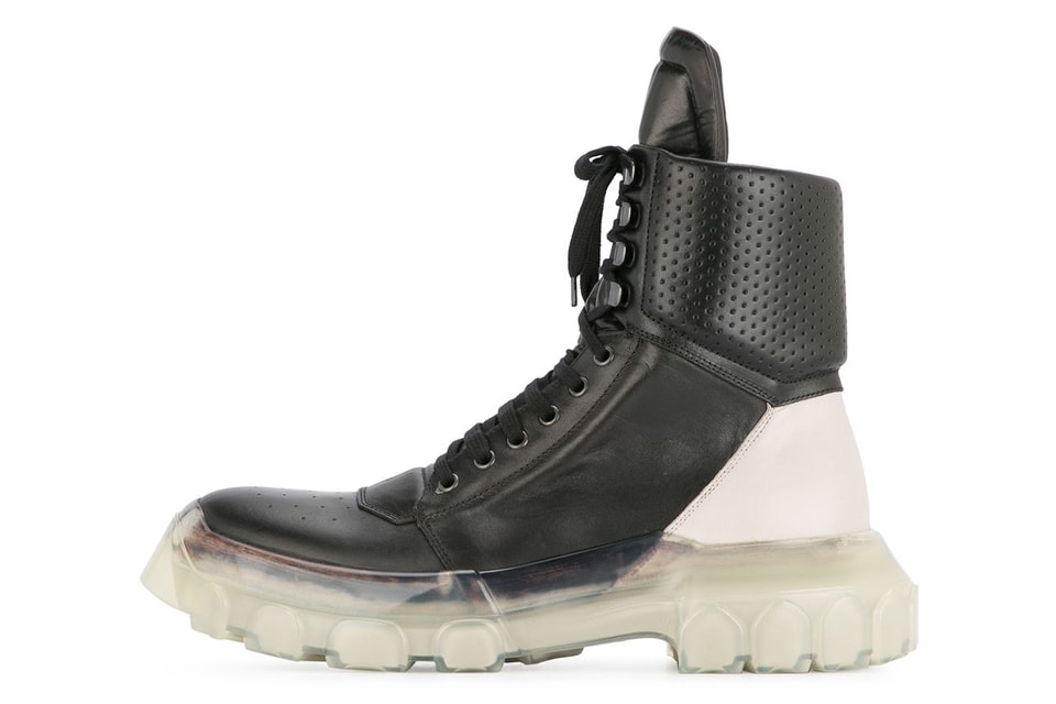 Rick Owens Tractor Dunk Boots Black/White | Drops | Hypebeast