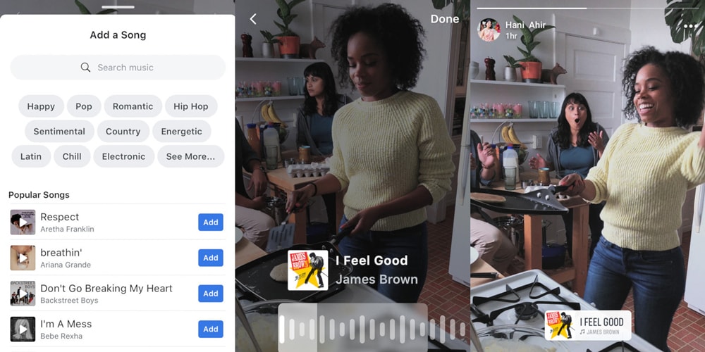 Facebook добавляет музыкальные функции к фотографиям и видео