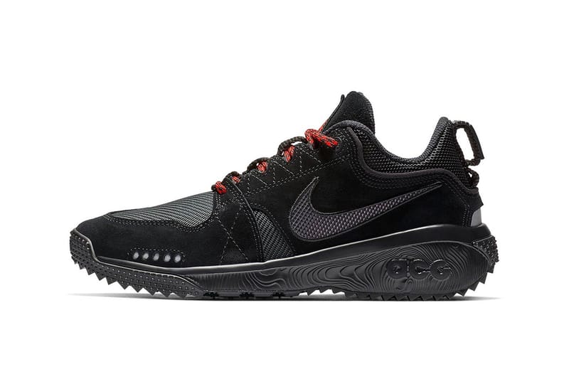 Nike ACG Dog Mountain “Triple Black” Red Laces | Hypebeast