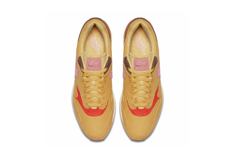 Air max 1 wheat gold pink hot sale crepe sole