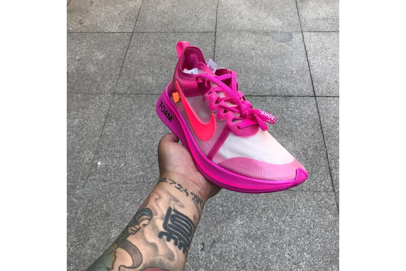 nike off white zoom fly pink