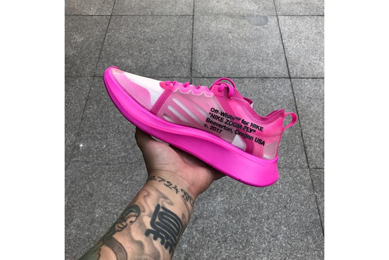 nike off white zoom fly pink