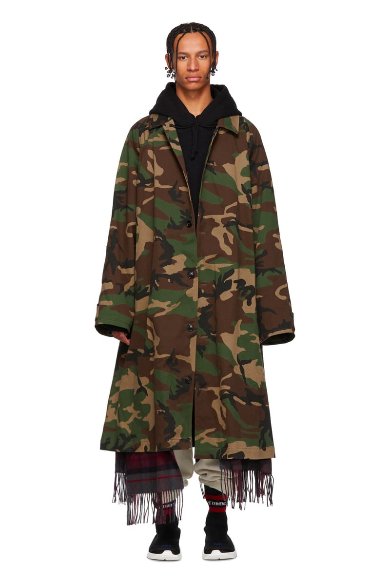 トレンチコートVETEMENTS camouflage scarf trench coat - トレンチコート