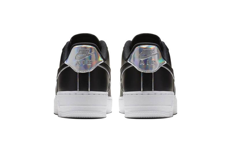 Air force 1 '07 lv8 shines in black  on sale and  iridescent silver