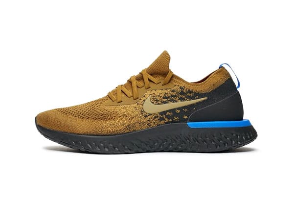 Nike epic react flyknit golden beige racer blue on sale