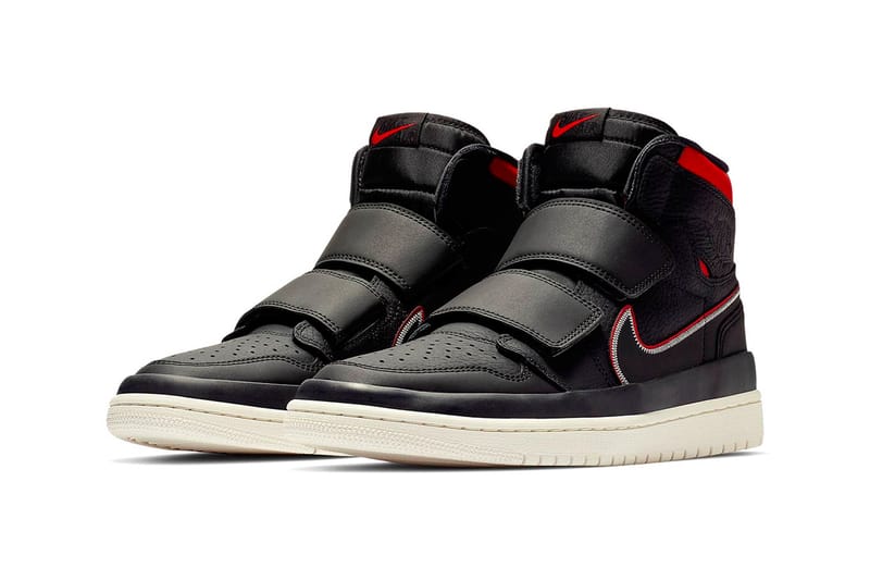 Red and black store jordans with strap