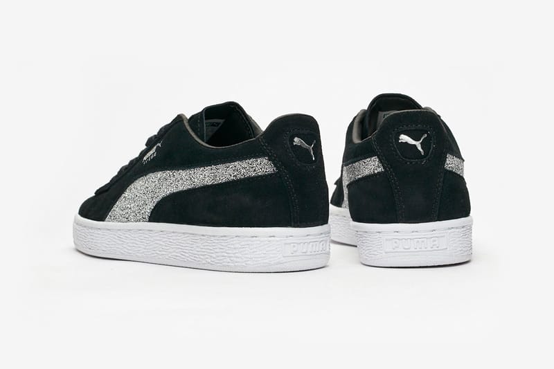 Puma suede deals black silver