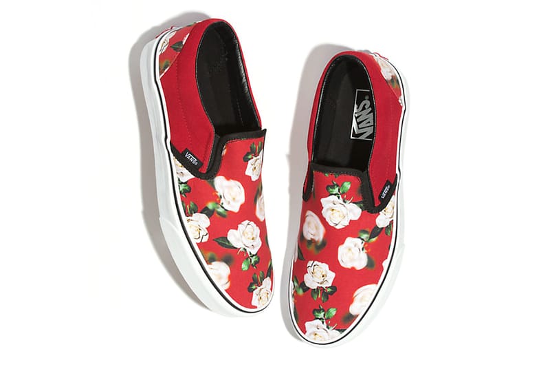 Red best sale floral vans