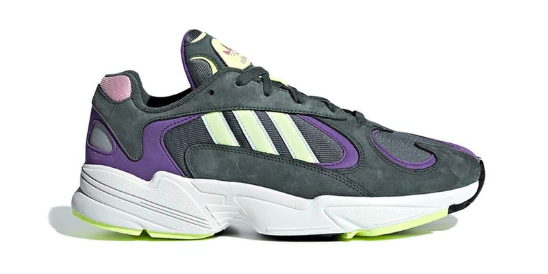 Shops purple and yellow adidas yungs