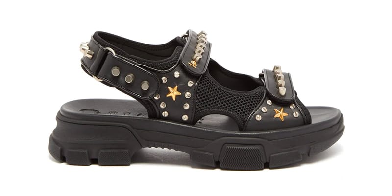 靴 GUCCI Leather Sandals Studs Black y2k Gucci Studded Buckle Strap Sandals Black Rubber 8 LV or 8.5