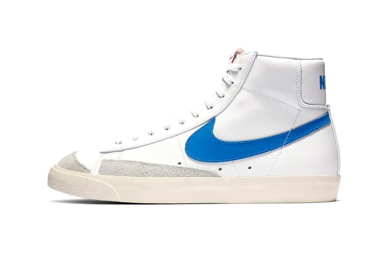 nike blazer mid 77 pacific blue on feet