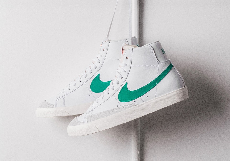 nike blazer mid 77 lucid green on feet