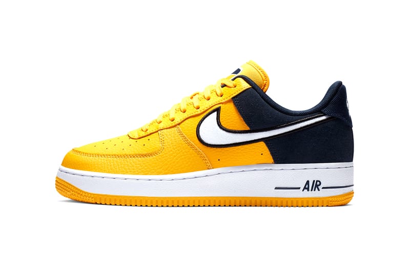 Navy blue and yellow cheap high top air force ones