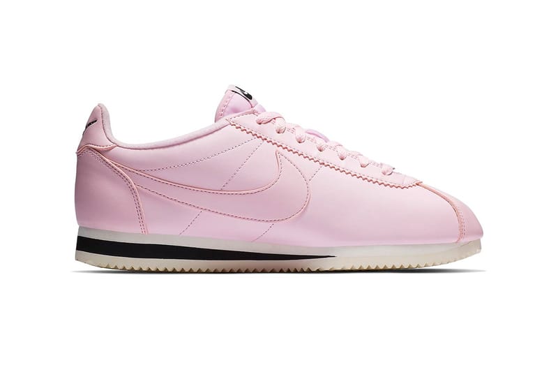 Pink and store white nike cortez