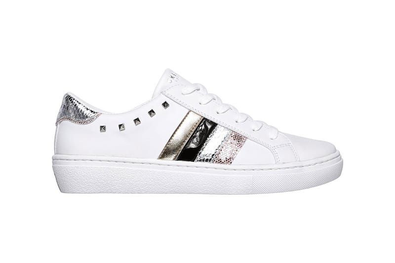 Skechers white goldie striped trainers sale