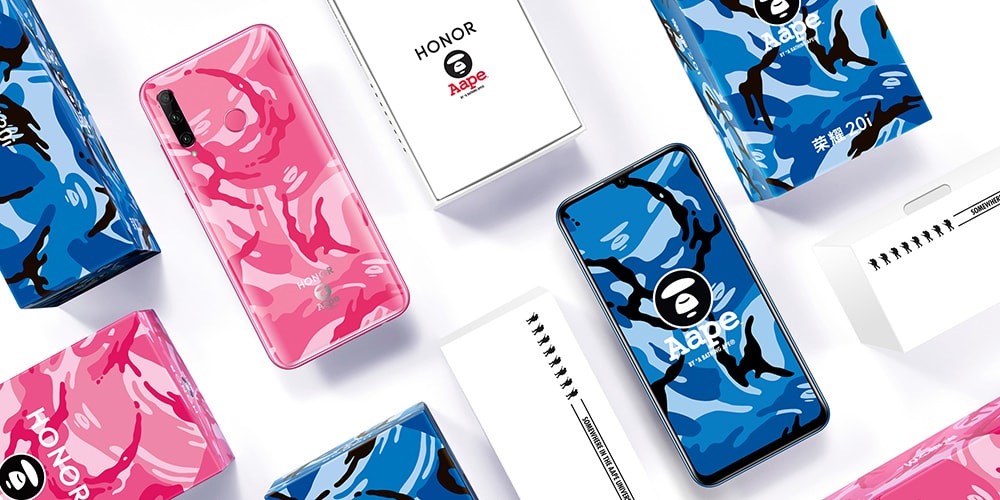 AAPE обернула Honor 20i камуфляжем «Розовые джунгли» и «Wild Magic Blue»