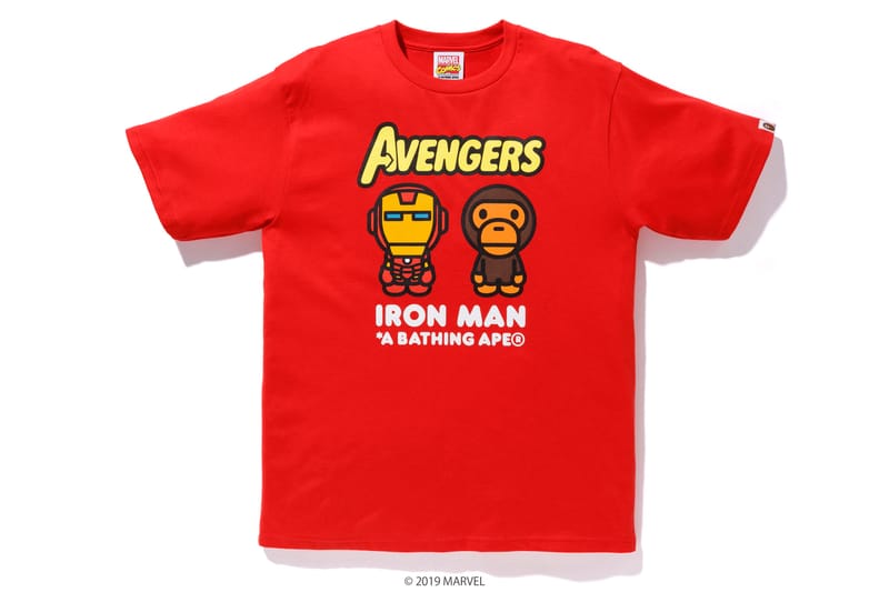 BAPE Marvel Ironman Iron tee Sz Medium Bathing Ape White New Japan hot Red Avengers