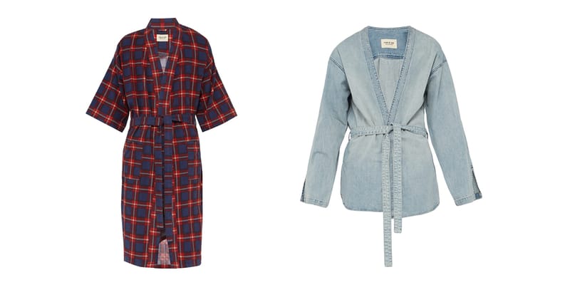 Fear of God Checked Flannel Robe Denim Kimono Hypebeast