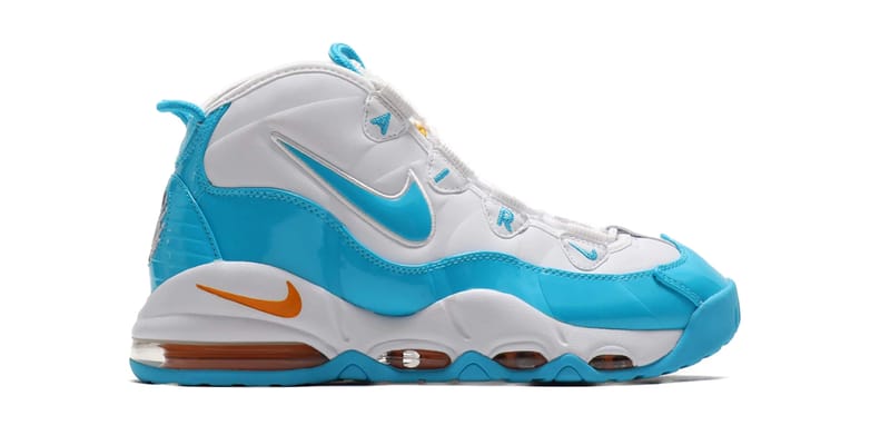 Nike uptempo white gold blue best sale