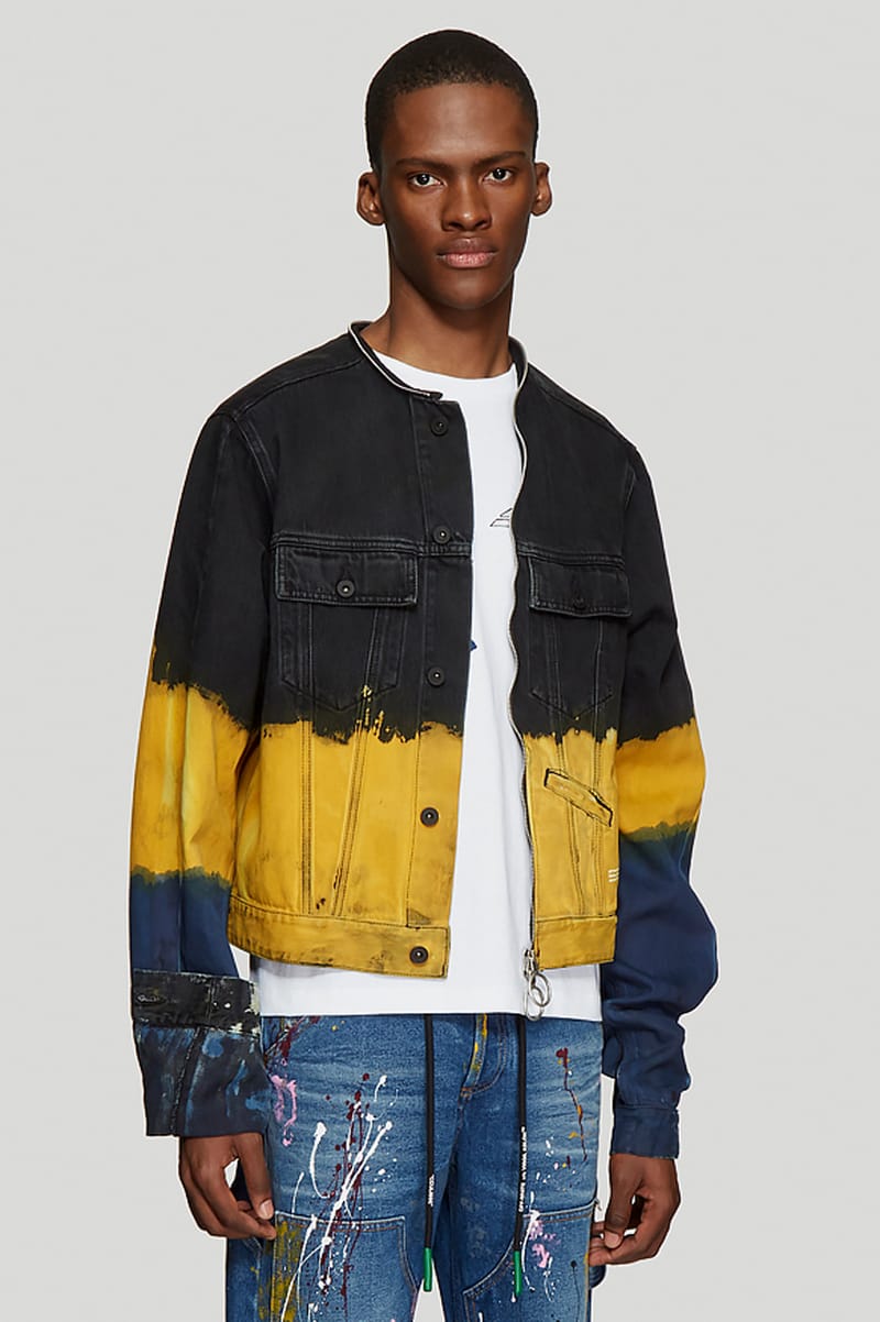 Off White Tie Dye Denim Jacket in Yellow Release Hypebeast