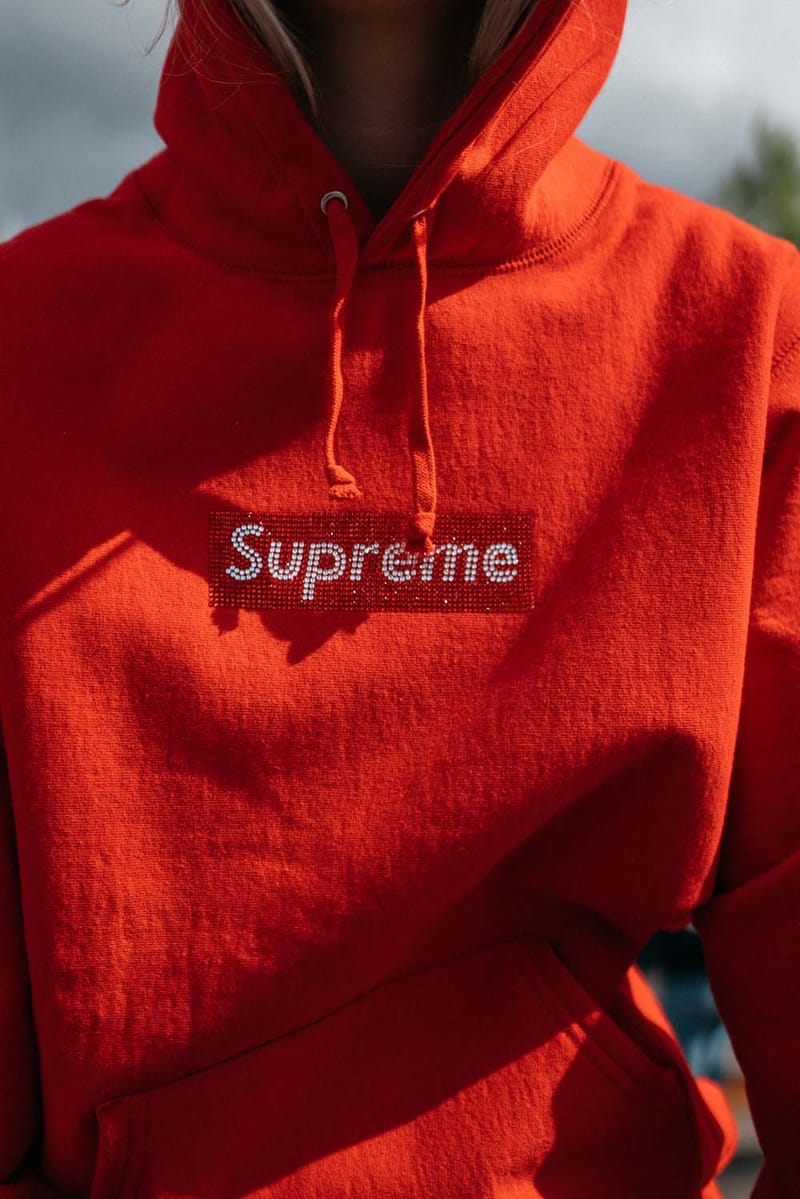 Supreme hoodie red hot sale box logo