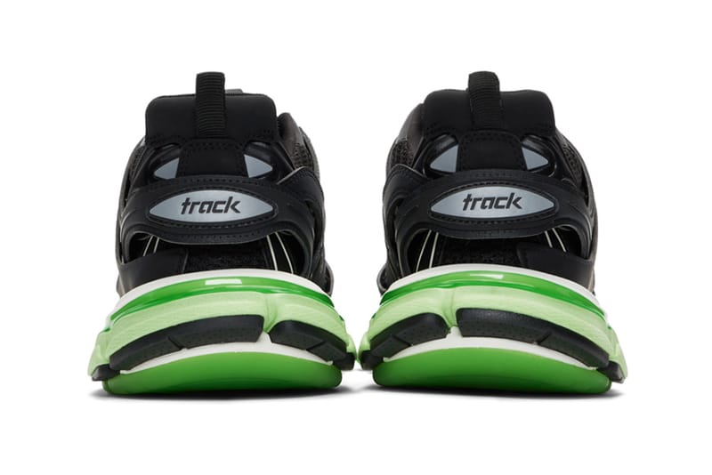 Balenciaga track sneakers black best sale and green